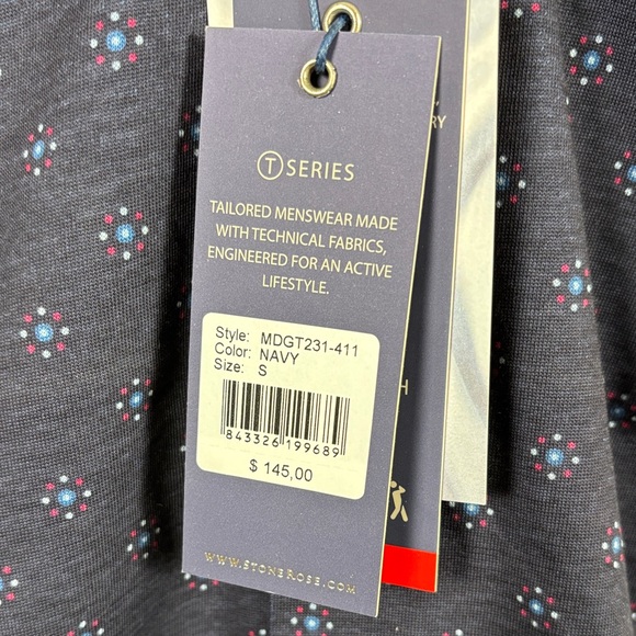 Stone Rose Men's Dark Blue Patterned Short Sleeve Button Down Shirt - Picture 3 of 10